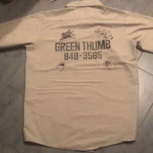 Universal overalls co. Tan green thumb vintage half sleeve button down